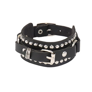 ใหม่สร้อยหนัง PU Punk สร้อยข้อมือปรับ Goth Cuff สร้อยข้อมือ Gothic Spiked Rivet Buckle สายรัดข้อมือสําหรับผู้ชายผู้หญิง