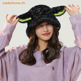 Ladyhome หมวกบักเก็ต ผ้าขนแกะ ลายแกะน่ารัก แฮนด์เมด สีดํา สีขาว ของขวัญวันหยุด สําหรับเด็กผู้หญิง