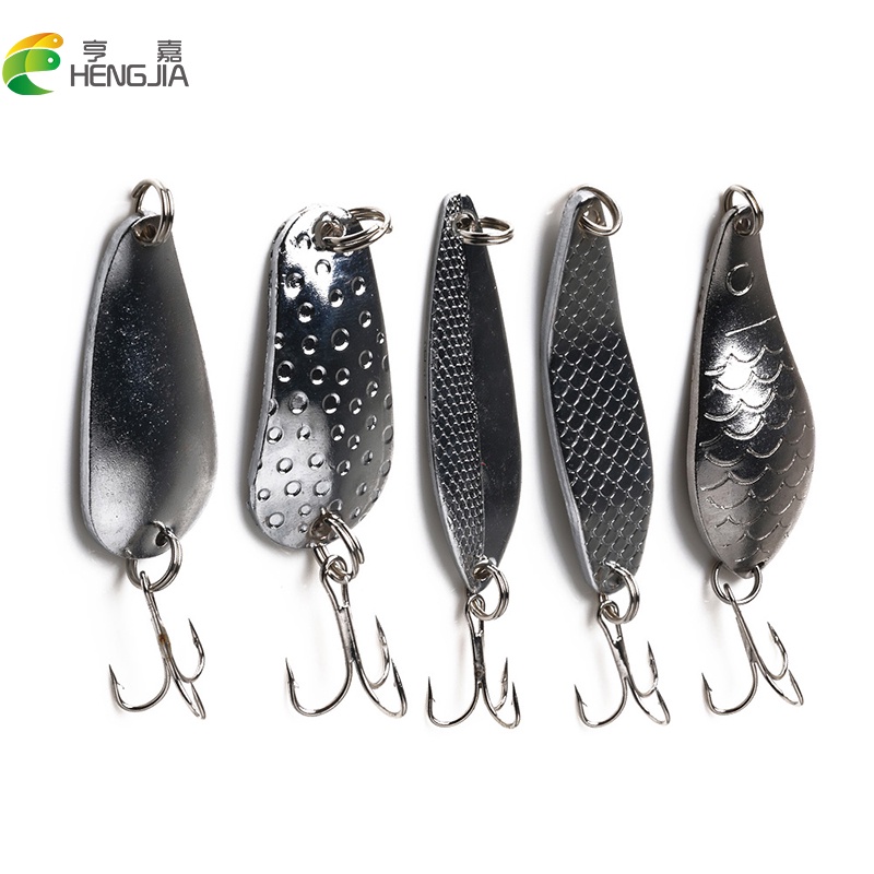 Hengjia เหยื่อตกปลาโลหะ สีทอง เงิน 10 กรัม - 20 กรัม สําหรับตกปลา 1 ชิ้น Spoon Fishing Lures