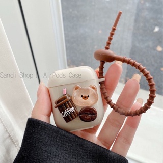 เคสหูฟังบลูทูธ ไร้สาย TPU นิ่ม กันตก ลายหมีกาแฟ สีน้ําตาลน่ารัก สําหรับ AirPods 1 2 3 Pro Pro2 AirPods 3 AirPods 2 AirPods Pro2