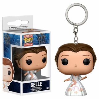 Funko Pop พวงกุญแจ: Beauty &amp; The Beast Celebration Belle แอคชั่นฟิกเกอร์ พวงกุญแจของเล่น