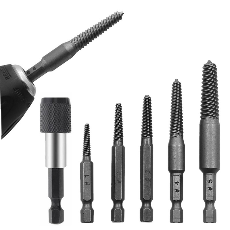 5pcs Hex Screw Extractors Tool Broken Damaged Screw Extractor Drill Bit