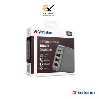 Verbatim Travel Charger 30W 4 Ports PD Fast Charge incld, 4 international plugs (EU / US / AU / UK ) 66320