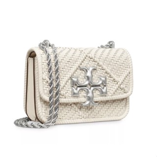 factory เเท้💯% 🇺🇸นำเข้า Tory Burch Eleanor Woven Leather Small Convertible Shoulder Bag