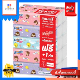 เทนเดอร์ ซอฟท์แพ็ค กระดาษเช็ดหน้า 150แผ่น/ห่อ ยกแพ็ค 4ห่อ TENDER TENDRE SOFTPACK FACIAL TISSUE กระดาษทิชชู่ กระดาษชำระTe