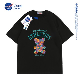 เสื้อยืดแขนสั้น ทรงหลวม ลาย NASA Klein สีฟ้า แฟชั่นคู่รัก สําหรับผู้ชาย และผู้หญิงเสื้อยืด _49