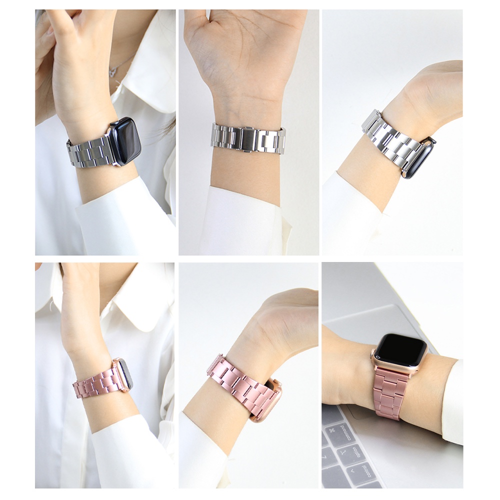 สายนาฬิกาข้อมือ สเตนเลส หรูหรา แบบเปลี่ยน สําหรับ Apple Watch Series 8 7 6 5 4 3 2 1 SE iwatch Band 38 มม. 40 มม. 41 มม. 42 มม. 44 มม. 45 มม. 49 มม. - รูปที่ 4