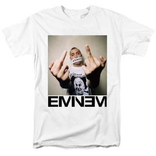 เสื้อยืดผ้าฝ้ายพรีเมี่ยม เสื้อยืดแขนสั้น พิมพ์ลาย Eminem สีขาว สไตล์ฮิปฮอป แฟชั่นสําหรับผู้ชาย และผู้หญิง