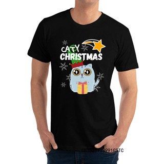 เสื้อยืดเด็กผช Caty Christmas Merry คริสต์มาสแมวเสื้อยืดลําลองสําหรับผู้ชายผ้าฝ้ายฤดูร้อนฤดูใบไม้ร่วงท็อปส์ qf