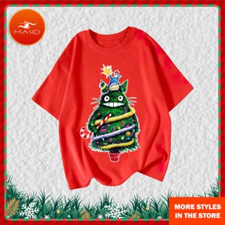 shirtCotton T-shirt Cute Cartoon Santa Claus Christmas Tree Men and Women Clothes C