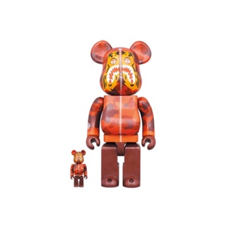 ใหม่พร้อมส่ง ของแท้ BE@RBRICK x Bape Play Camo Shark Red 400% + 100%