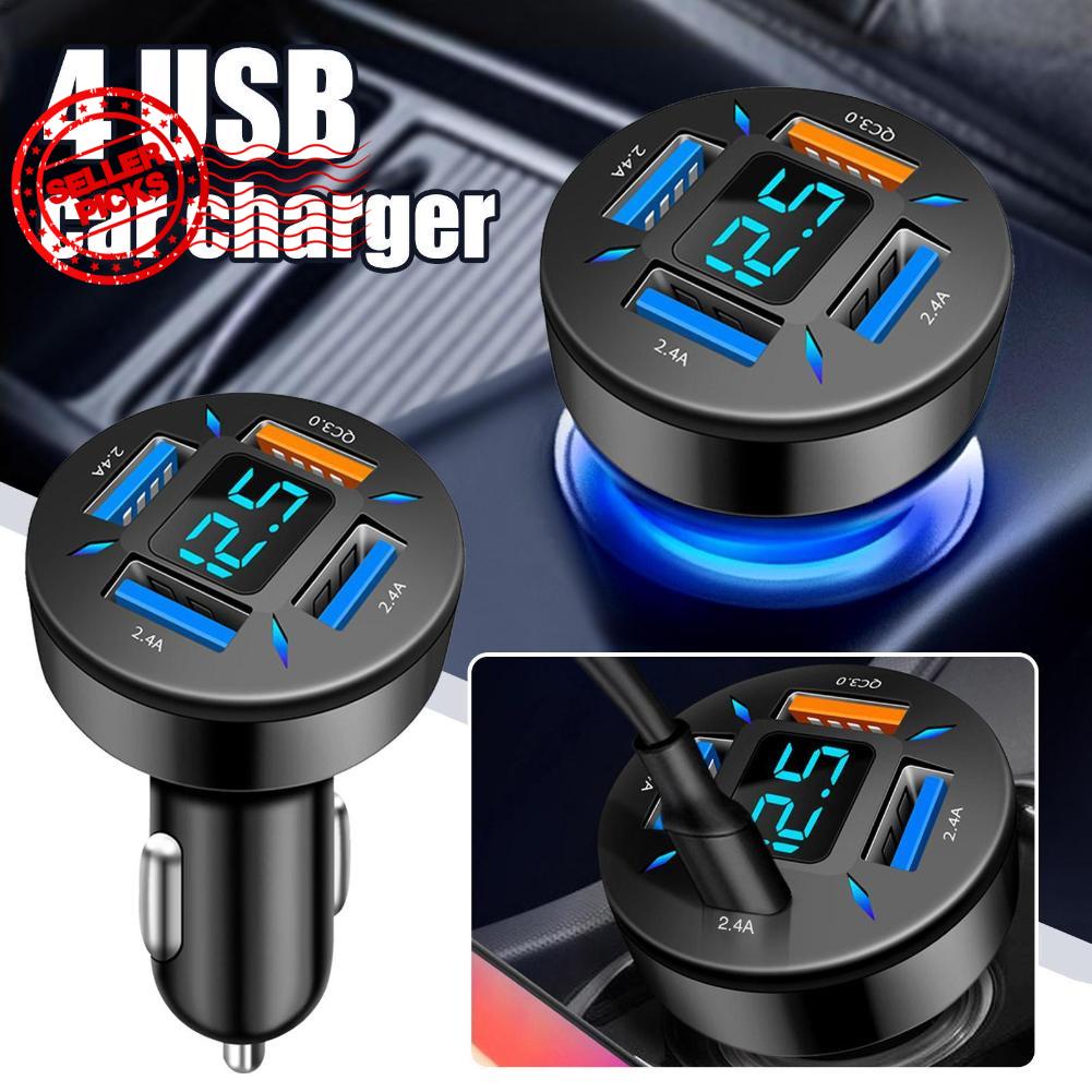 อะแดปเตอร์ที่จุดบุหรี่ในรถยนต์ 66W 4 พอร์ต USB A+USB C ชาร์จเร็ว X9L9