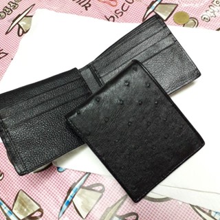 กระเป๋าหนังนกกระจอกเทศ ostrich wallet  black  color