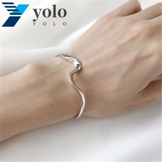 Yolo สร้อยข้อมือ ลายคลื่นน้ํา เรียบง่าย ทันสมัย ปรับได้ เครื่องประดับ สําหรับเด็กผู้หญิง