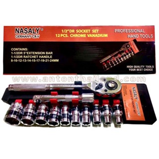 จัดหนัก จัดเต็ม ลดราคา ท้าลมหนาว ชุดบล็อก บล็อกชุด Socket Set 4หุน 1/2 Anton ,Nasaly 12ชิ้น ราคาต่อชุด