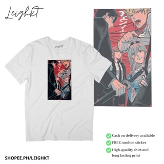 เสื้อยืดสีขาว Anime Chainsaw Man Retro Street Art Sublimation Graphic Shirt  Leighkt Collectionเสื้อยืด เสื้อยืดสีพ_56