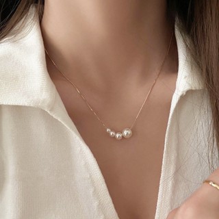 ss052 Sweetssparkles สร้อยคอเกาหลี สร้อยคอ สร้อยคอผู้หญิง ไข่มุก ชุบทอง 14k ปรับระดับความยาวได้