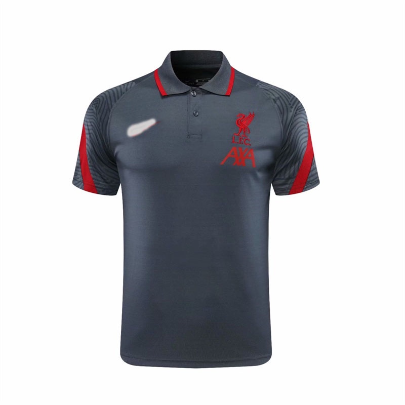 [พร้อมส่ง] เสื้อยืดแขนสั้น คอปกโปโล ลายทีมฟุตบอล Liverpool Club สีแดง สําหรับผู้ชาย