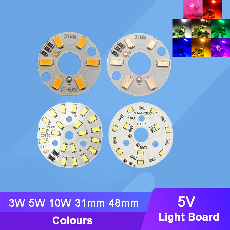 บอร์ดหลอดไฟ LED 4000K 5V 2 ชิ้น รองรับแรงดันต่ํา สีแดง/ฟ้า/เขียว/ชมพู/ม่วง
