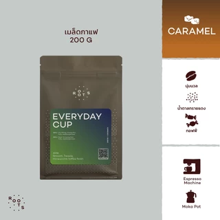 Roots Coffee เมล็ดกาแฟ Everyday Cup Blend ขนาด 200g คั่วระดับกลางเกือบเข้มเหมาะสำหรับชงด้วยเครื่อง Espresso และ Moka Pot