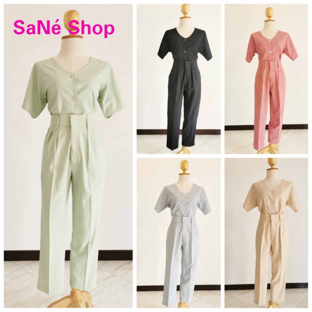 🌺ชุดเซต(ขายแยก) เสื้อลินิน กางเกงขายาวลินินเอวไม่สม็อคมีไซส์ S-2XL 🌟🌟 ใส่เที่ยวใส่ทำงานได้ by Sane