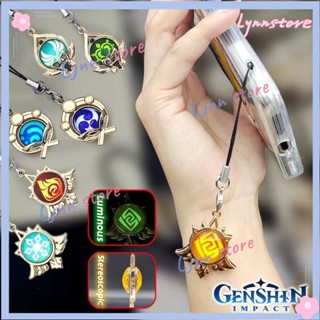 Genshin IMPACT สายคล้องโทรศัพท์มือถือ แบบสั้น กระจกสองด้าน เรืองแสง ปรับได้ 7 องค์ประกอบ อุปกรณ์เสริม สําหรับเล่นเกมคอสเพลย์