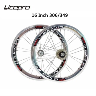 Litepro AERO D5 ชุดล้อจักรยานพับได้ 306 349 1-3/8 นิ้ว 349 V เบรกด้านนอก 5 ความเร็ว ขอบล้อ 74/95 มม. 30 มม. สําหรับจักรยาน Dahon D5