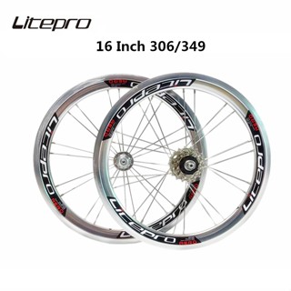 Litepro AERO D5 ชุดล้อจักรยานพับได้ 306 349 1-3/8 นิ้ว 349 V เบรกด้านนอก 5 ความเร็ว ขอบล้อ 74/95 มม. 30 มม. สําหรับจักรยาน Dahon D5