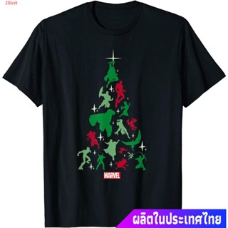 Illicit เสื้อยืดกีฬา Marvel Avengers And Guardians Of The Galaxy Christmas Tree T-Shirt Mens Womens T-shirts 471