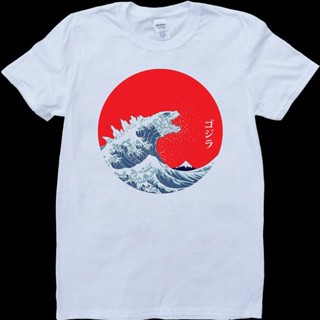 [COD] เสื้อยืดแขนสั้น พิมพ์ลาย Hokusai Great Wave Godzilla Mashup Made พลัสไซซ์ สไตล์ญี่ปุ่น สําหรับผู้