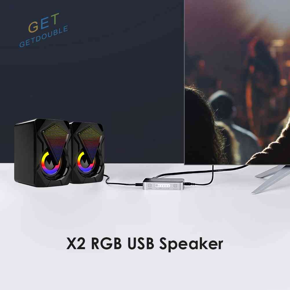 X2 ลําโพงคอมพิวเตอร์ USB 3Wx2 เบส พร้อมไฟ RGB สําหรับ PC #8