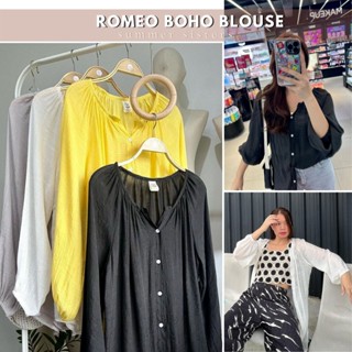 Romeo boho blouse - เสื้อทรงสวย ผ้าคอตตอนสลาฟเนื้อนิ่ม บางเบา เส้นใยชัด กระดุมแกะได้จริง