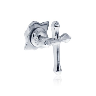 the Glory Cross earring Stud - White ต่างหูเงินแท้ 925 แบบปักก้าน แกะมือขัดเงาพิเศษ ชุบไวท์โกลด์ **ขายเป็นชิ้น/ข้าง