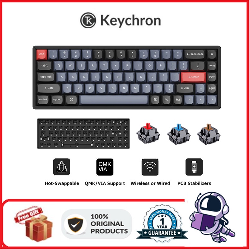 Keychron K6 Pro QMK/VIA Change Key Mechanical Keyboard Bluetooth/Wired RGB Customized Keyboard