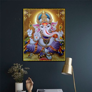 โปสเตอร์ภาพวาดผ้าใบ รูปช้าง เทพเจ้าอินเดีย สําหรับตกแต่งบ้าน