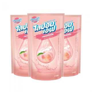 Lipon F ผลิตภัณฑ์ล้างจาน ไลปอนเอฟ เจแปนนีส พีช (Japanese Peach) ชนิดถุงเติม 500 มล. 3 ถุง