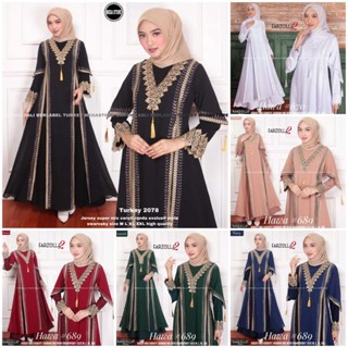 Gamis Abaya Turkey 2078 ชุดเดรสมุสลิม สีดํา สําหรับผู้หญิง 2094