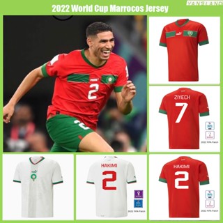 เสื้อกีฬาแขนสั้น ลายทีมชาติฟุตบอล Morocco 2022 ชุดเหย้า เยือน