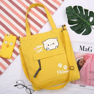 กระเป๋าผ้าแคนวาสใบใหญ่สะพายข้างใส่ของได้เยอะ JH5088
