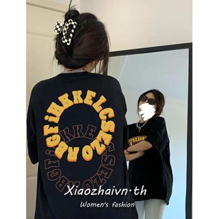 Xiaozhainv เสื้อยืดแขนสั้น เข้ารูป พิมพ์ลาย สไตล์เกาหลี วินเทจ แฟชั่นสําหรับผู้หญิง