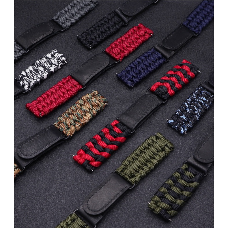 สายนาฬิกาข้อมือไนล่อนถัก หัวแบน 20 22 มม. สําหรับ Galaxy Watch 3 4 5 41 45 มม. 40 44 มม. 42 46 มม. H-uawei GT3 GT 2e GT2