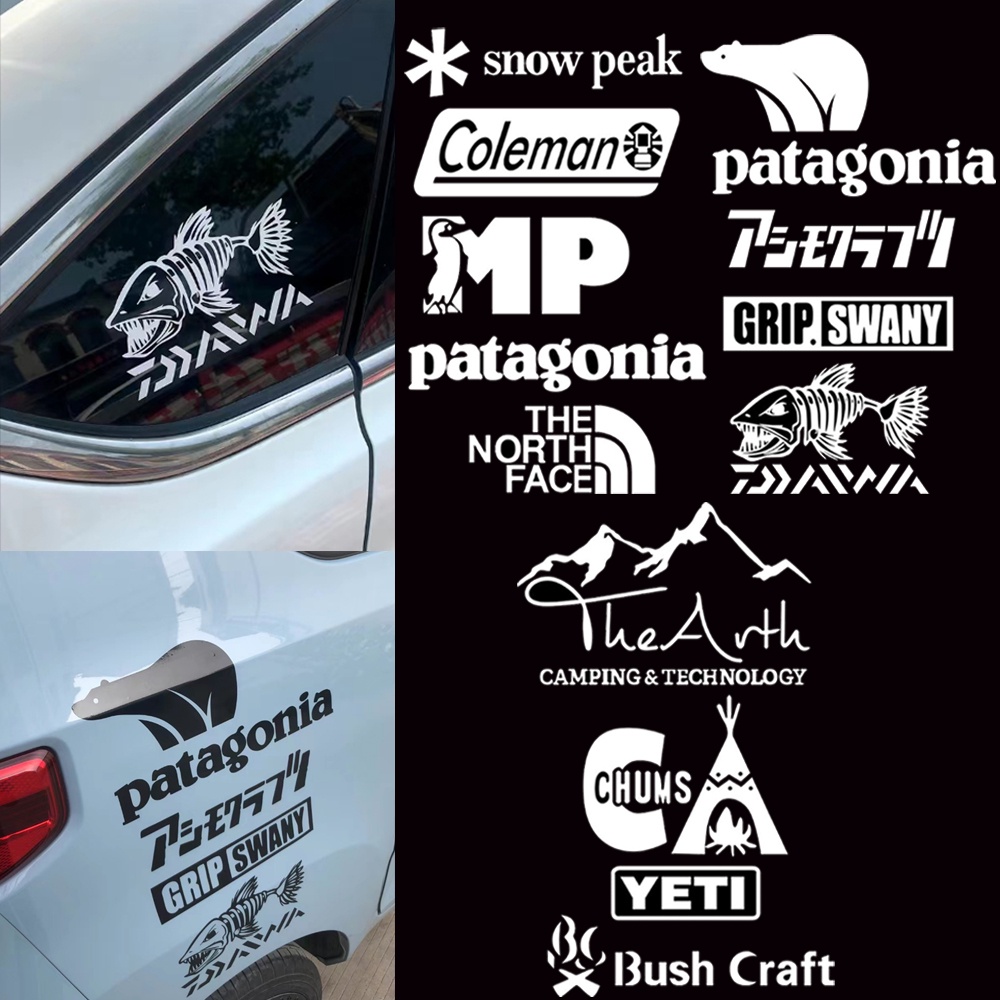Outdoor Camping สติกเกอร์รถ Motorycycle Body Decalls Snow Peak MP Coleman Patagonia รถหน้าต่าง Scratched สติกเกอร์