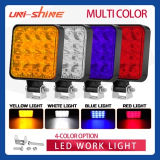 Uni-shine โคมไฟสปอตไลท์ LED 48W 12V 24V ทรงสี่เหลี่ยม สําหรับรถยนต์ รถบรรทุก SUV 4WD