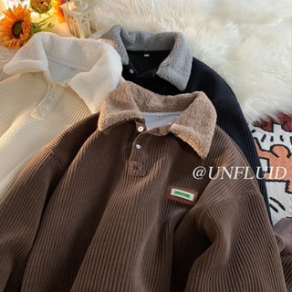 [พร้อมส่ง] เสื้อกันหนาวแขนยาว ผ้าลูกฟูก ผ้ากํามะหยี่ แบบหนา สไตล์เกาหลี ญี่ปุ่น เรโทร