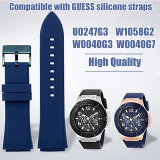 สายนาฬิกาข้อมือ ยางซิลิโคน กันน้ํา 22 มม. สีดํา ฟ้า สําหรับ GUESS Watchband W0247G3 W218G1 W0040G3 W0040G7 Series