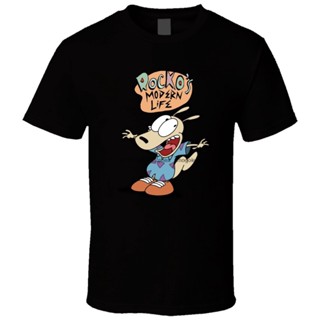 GILDAN เสื้อยืด ผ้าฝ้ายแท้ พิมพ์ลาย RockoS Modern Life 2 สีดํา ราคาถูก