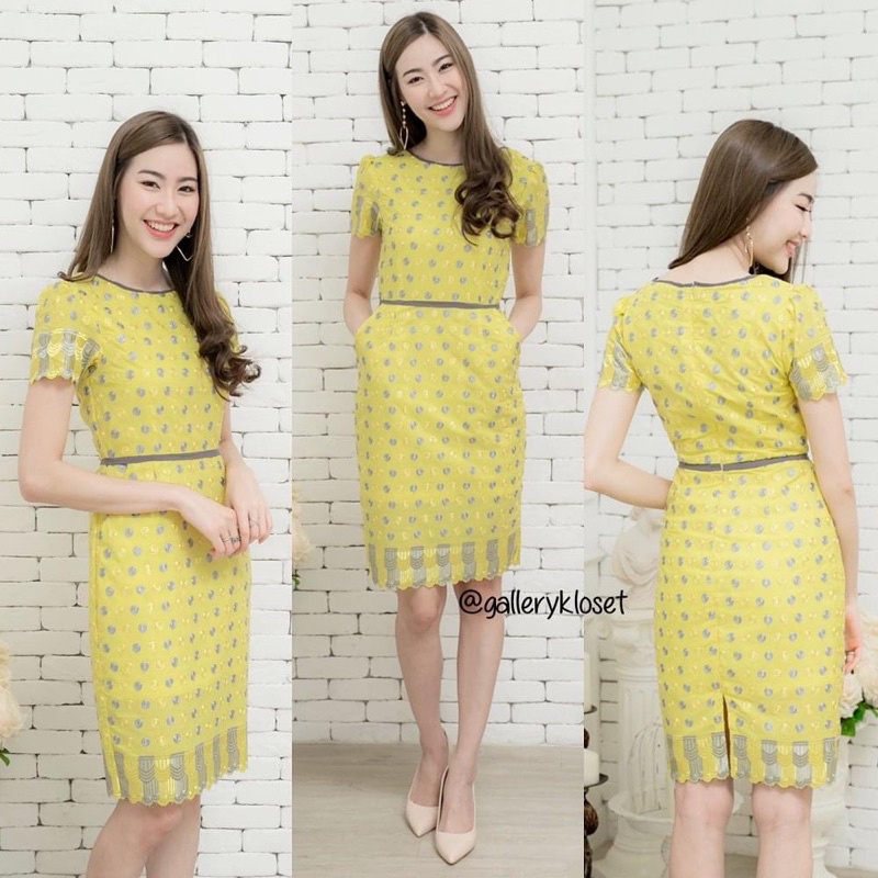 Gallery Kloset S เดรสทำงานสีเหลือง เดรสคุณครู เดรสทำบุญ