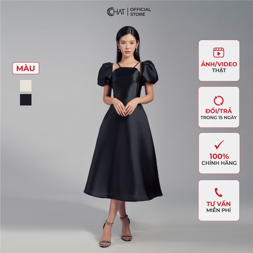 ชุดเดรสผู้หญิง CCHAT ชุดเดรสคอปกบานคุณภาพสูง 62VNB2002XT