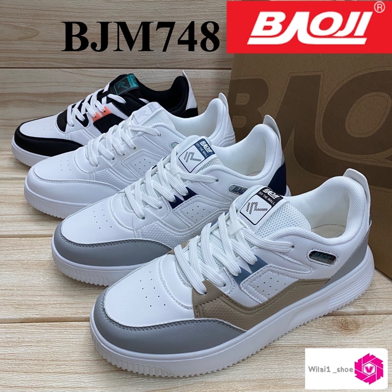 Baoji BJM 748 รองเท้าผ้าใบชาย (41-45)สีดำขาว/ขาว/ขาวน้ำเงิน/ขาวเทา สล