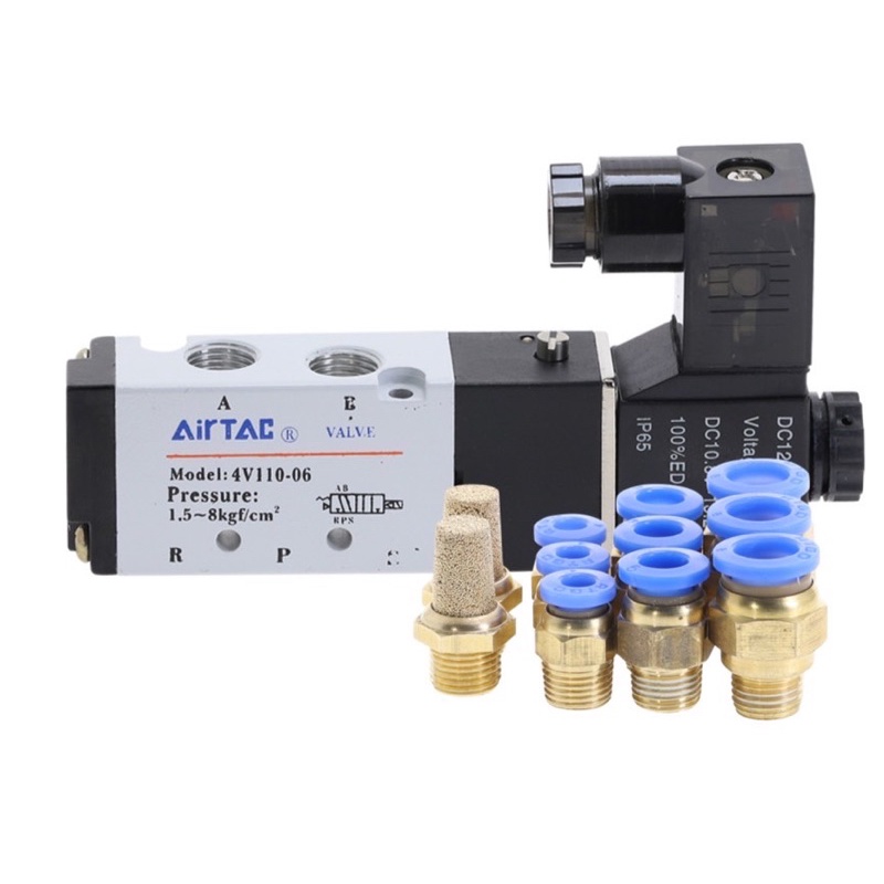 กทม Airtac วาล์วโซลินอยด์ 4V110-06 5 ทาง 2 ตําแหน่ง 1 / 8 นิ้ว  Dc 24 V Dc 12V Ac 110 V Ac220V พร้อม